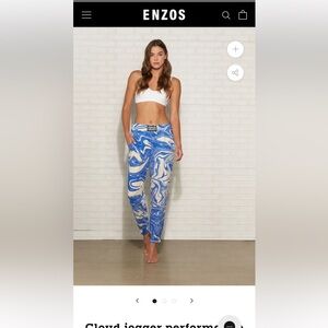 Enzos Thalassa Marble Blue Cloud Joggers NWT